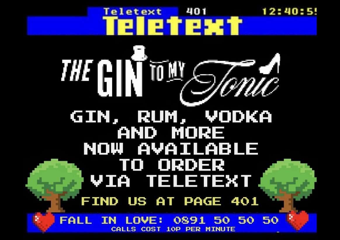 The Gin To My Tonic teletext shop april fools day 2025