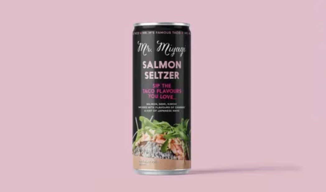 Mr Miyagi's Salmon Seltzer april fools day 2025