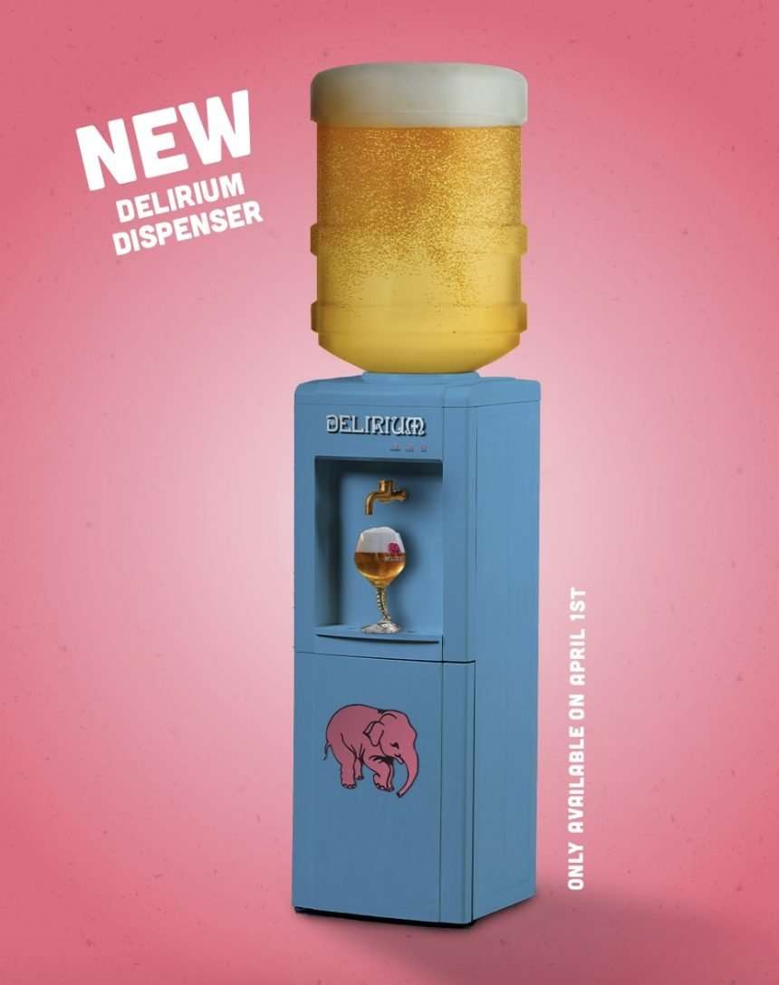 Delirium Brewery beer dispenser april fools day 2025