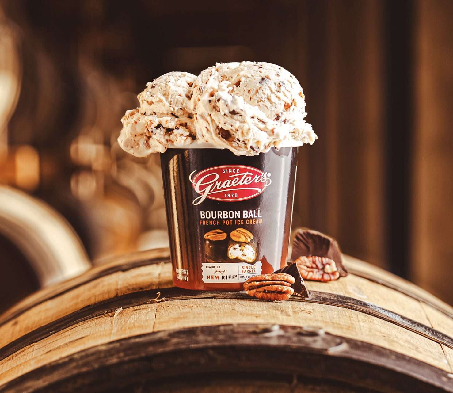 Graeter's Bourbon Ball Ice Cream New Riff distilling whiskey