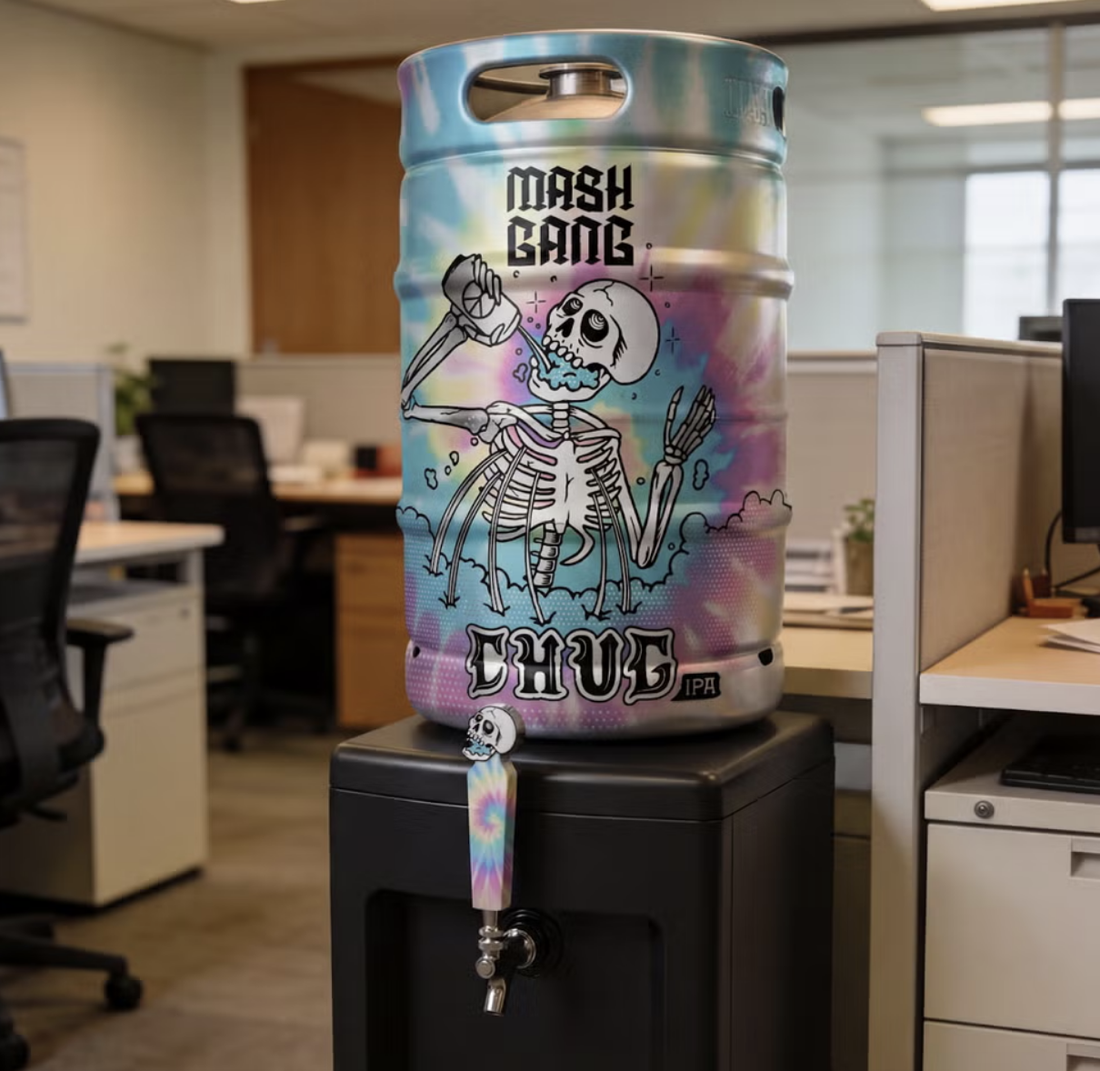 mash gang beer office cooler april fools