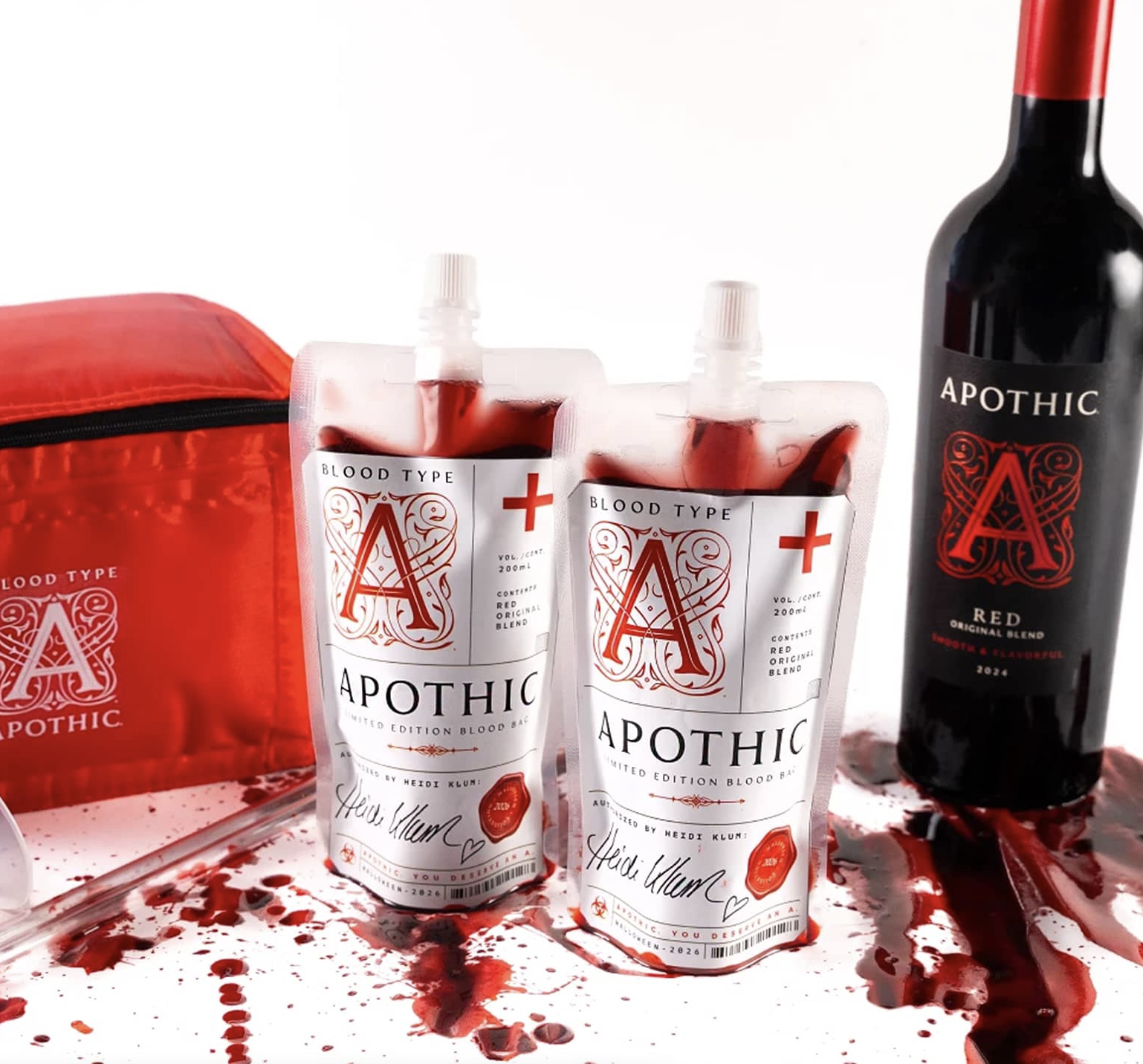 Apothic x Heidi Klum Limited Edition Type 'A' Blood Bags