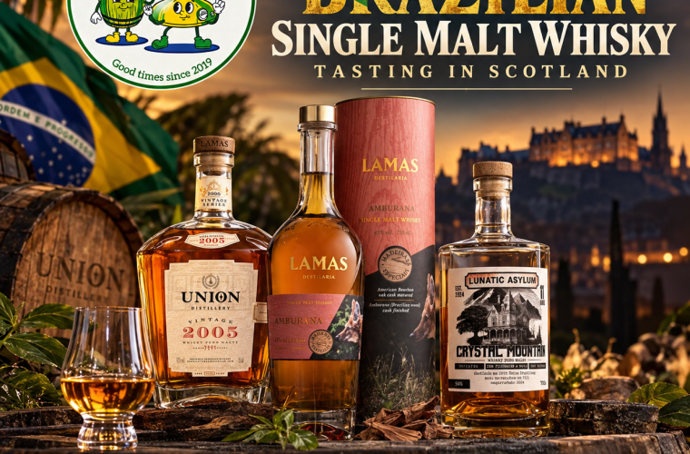 1st ever Brazilian Single Malt Whisky Tasting in Scotland Lamas Destilaria Union Distillery Brazilian whisky Brazilian SIngle Malt Lunatic Asylum brazilian independent bottler