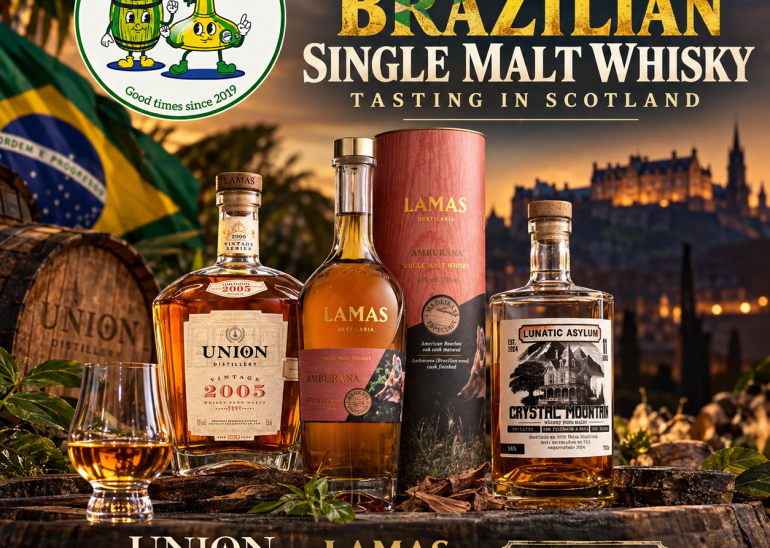 1st ever Brazilian Single Malt Whisky Tasting in Scotland Lamas Destilaria Union Distillery Brazilian whisky Brazilian SIngle Malt Lunatic Asylum brazilian independent bottler